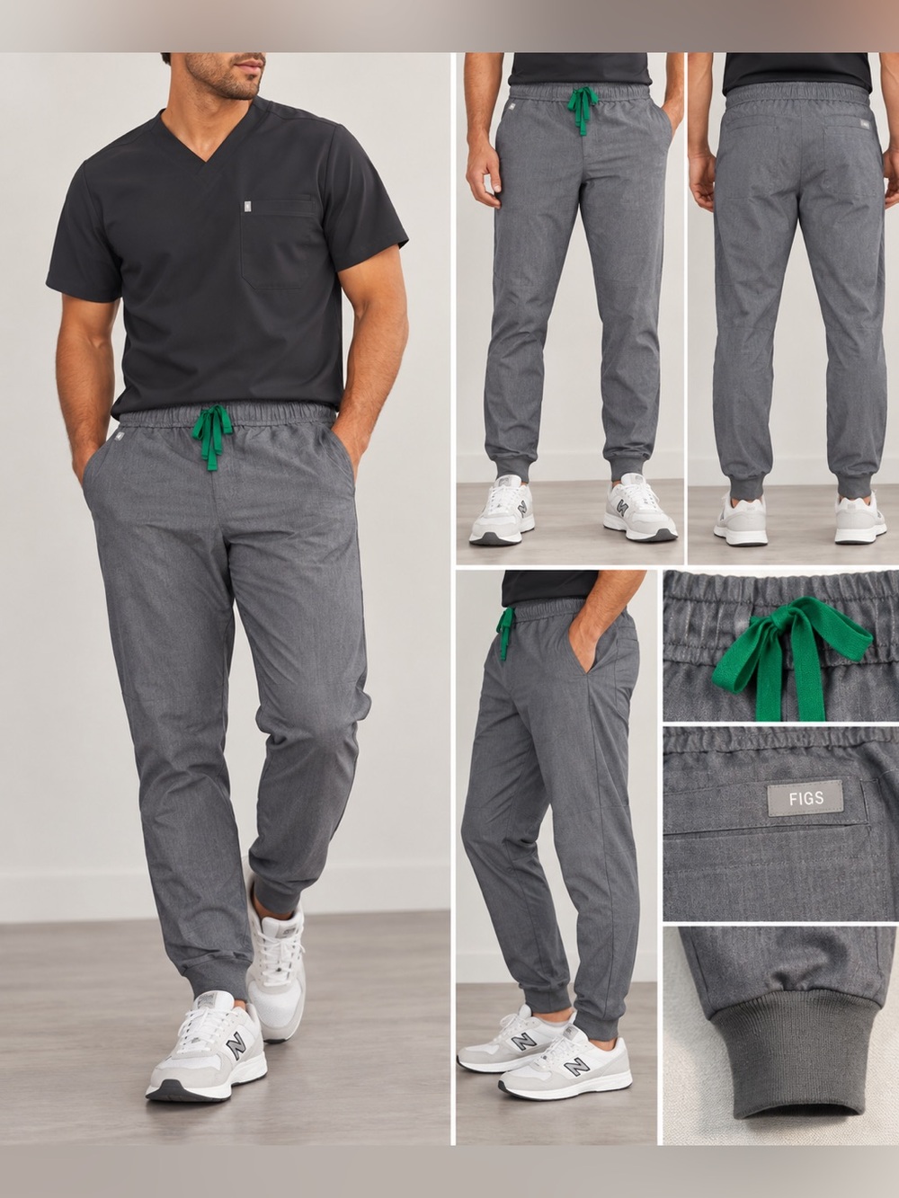 FIGS Tansen Men’s Jogger Scrub Pants XL Short Gray Technical Collection